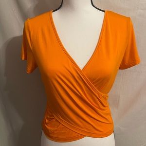 🌸 Veitor Sexy Ladies orange fitted top blouse. 👚
